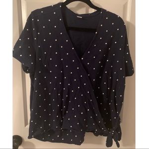 Old Navy Navy Dot Wrap Tee